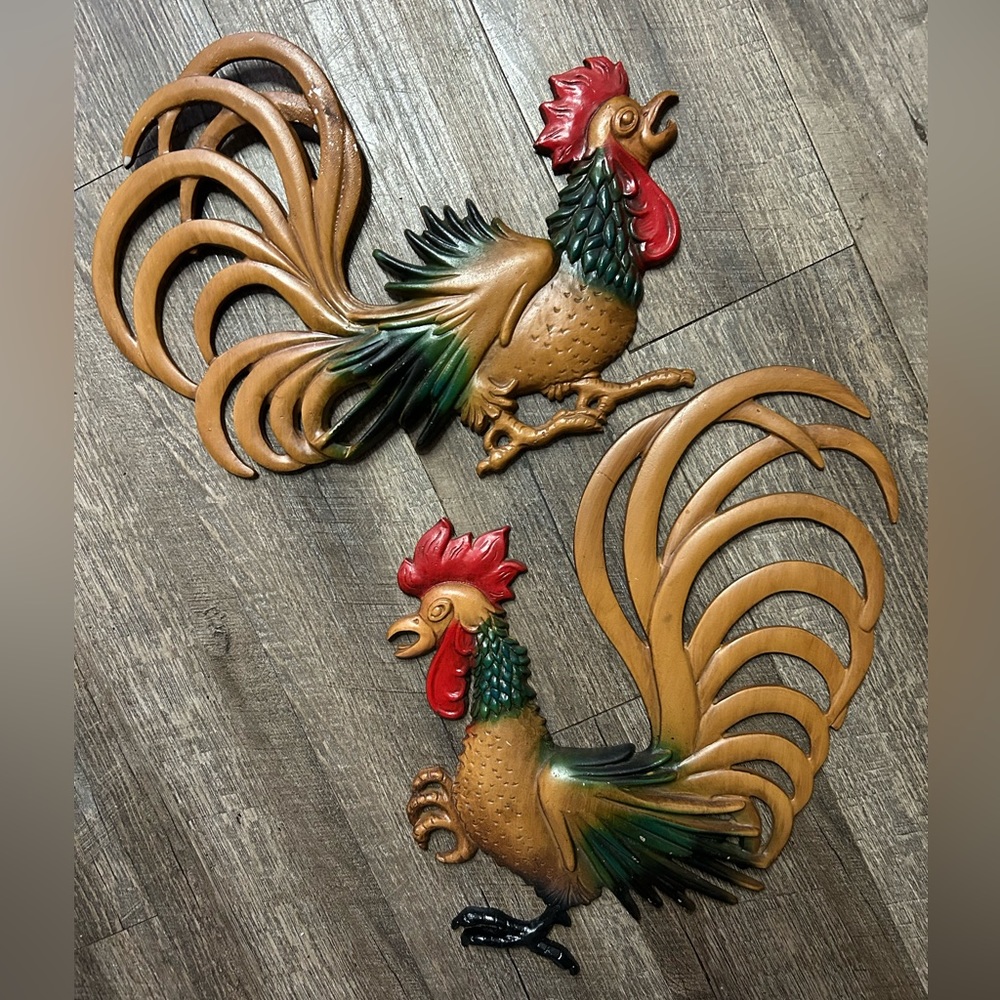 Vintage Midwest Metal Roosters Wall Decor